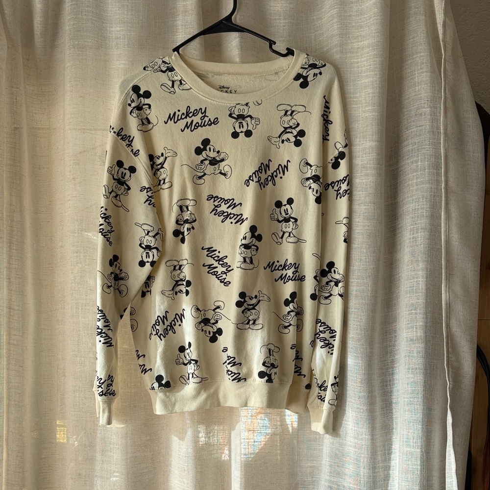 Disney Cream and Black Mickey Mouse Pullover